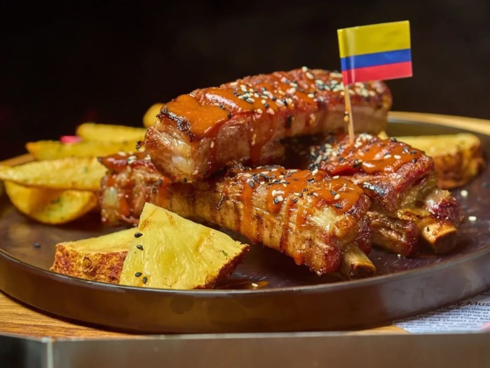 Smoked pork ribs with smoked pineapple at Barrel House